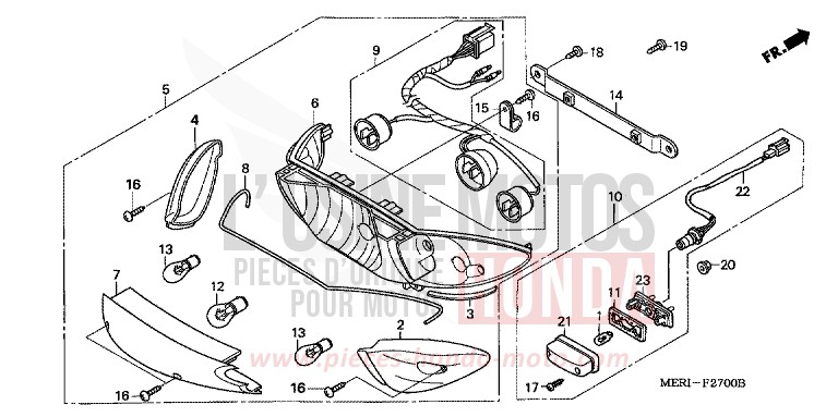 REAR COMBINATION LIGHT for CBF600N ABS INTERSTELLAR BLACK METALLIC (NHA12D) from 2005